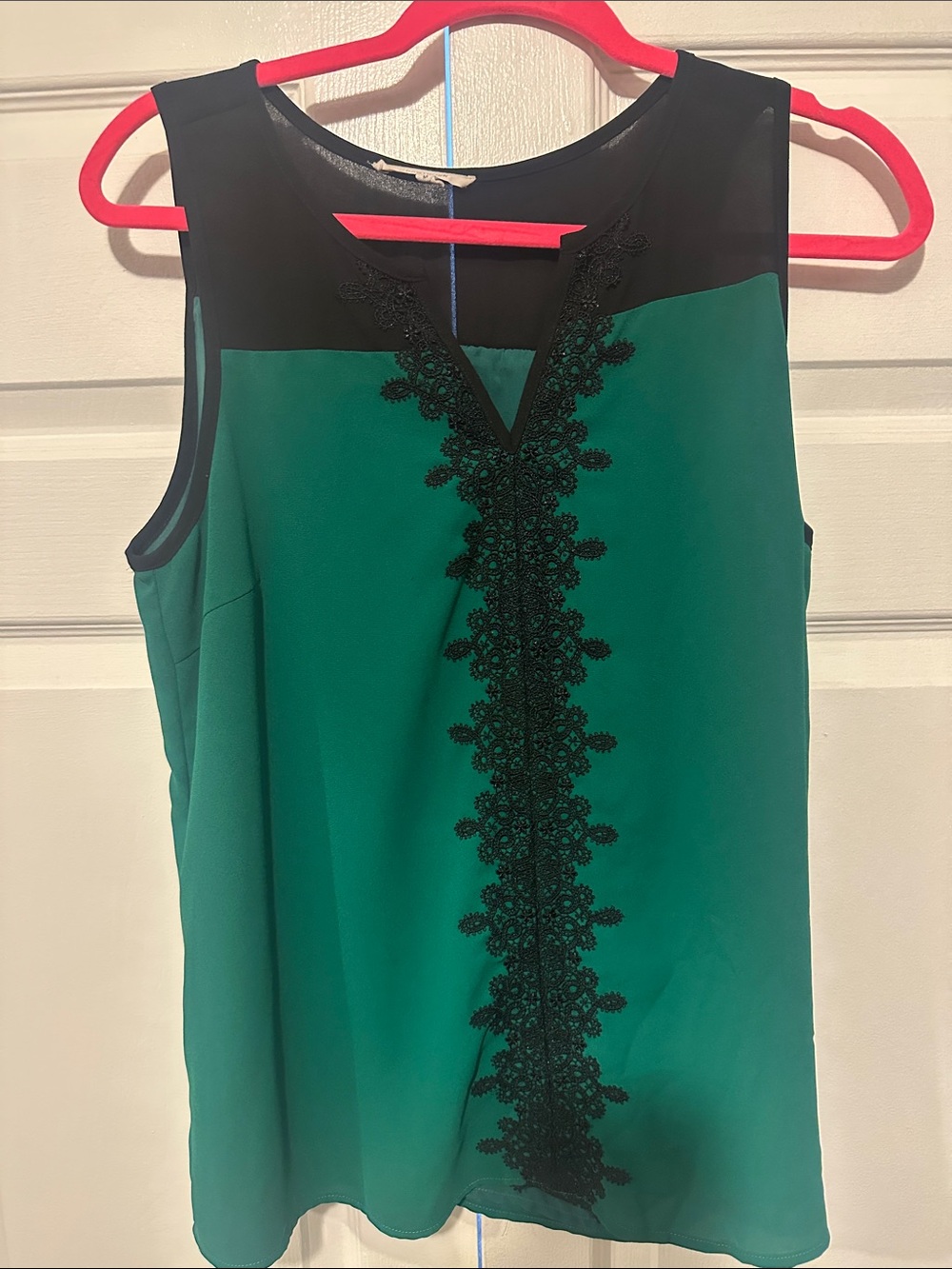 41 Hawthorn Green Camisole with Black Lace Yoke